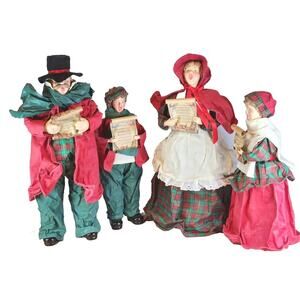 Dickens Family Carolers HANDMADE FABRIC MACHE Christmas VTG 1990 in original box